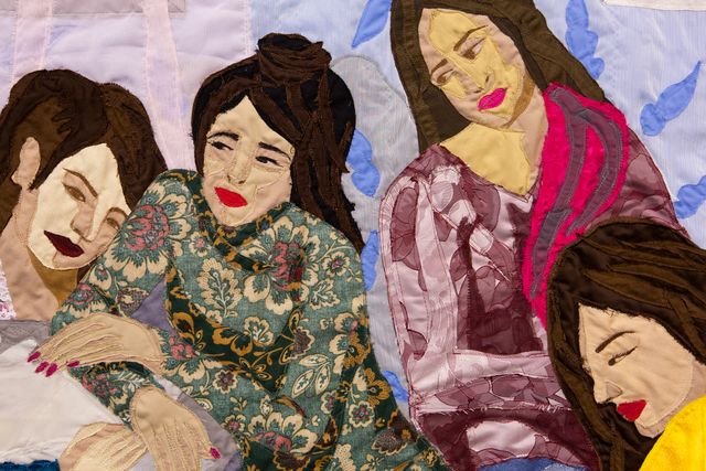 Image of artwork titled "Eight Seated Women" by Hangama Amiri