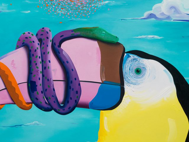 Image of artwork titled "Untitled (toucan, sleeping snake)" by Craig Kucia