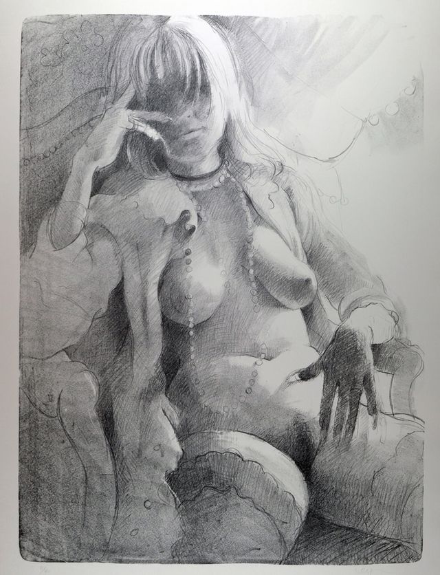 Image of artwork titled "Kathy Thinking" by Lisa Yuskavage