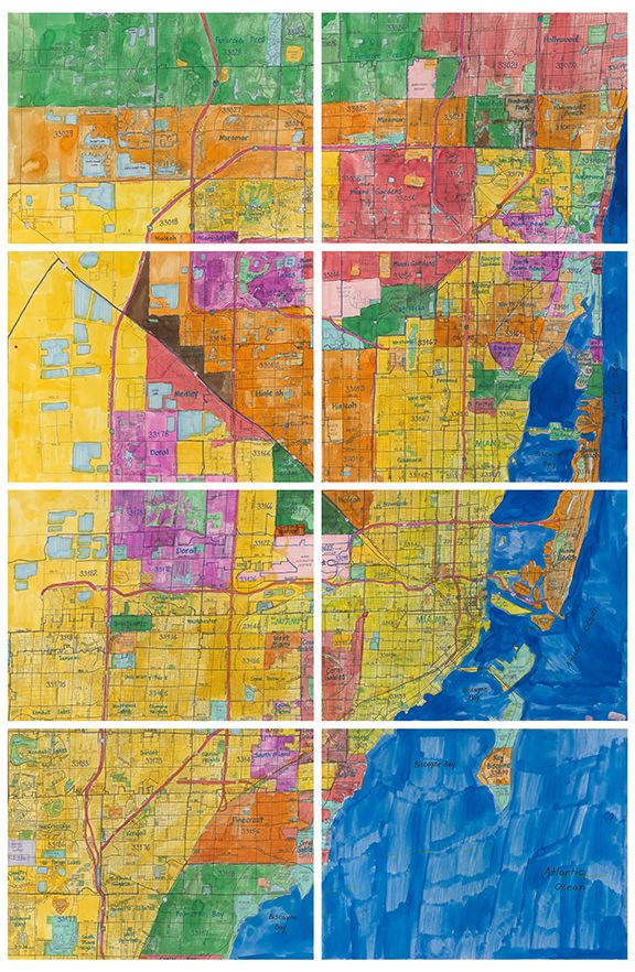 Image of artwork titled "Large Miami Area Street Map" by Joe Zaldivar