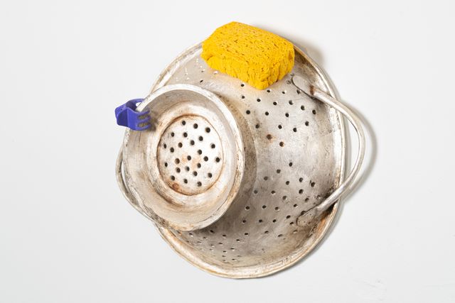 Image of artwork titled "Colander with sponge and clip" by Tamara Johnson