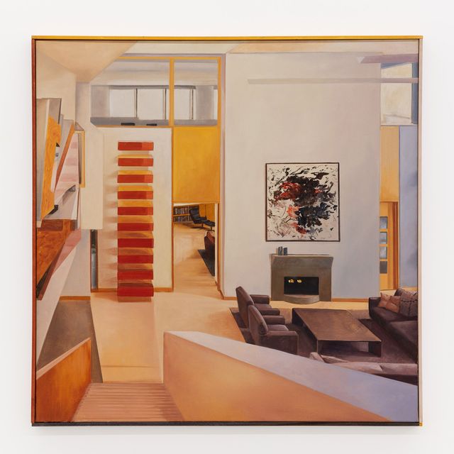 Image of artwork titled "American Collection Painting 68 (Stella, Judd, Mitchell), 2023, 36 x 36 in. " by Brian Rideout