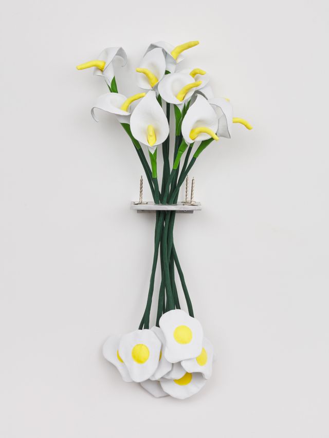 Image of artwork titled "Calla Lilies and Fried Eggs (church breakfast)" by Rose Nestler