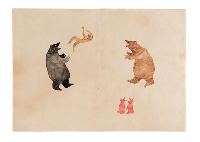 Image of artwork titled "Two Bears, Two Rabbits and A Man (Artist Book)" by Maryam Mohry