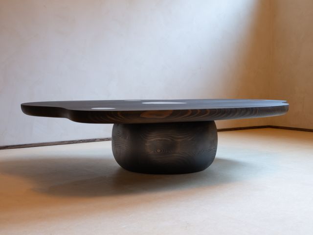 Image of artwork titled "Ebony Coffee Table and Hanji Stools" by Uju (Will Hu &amp; James Chung)