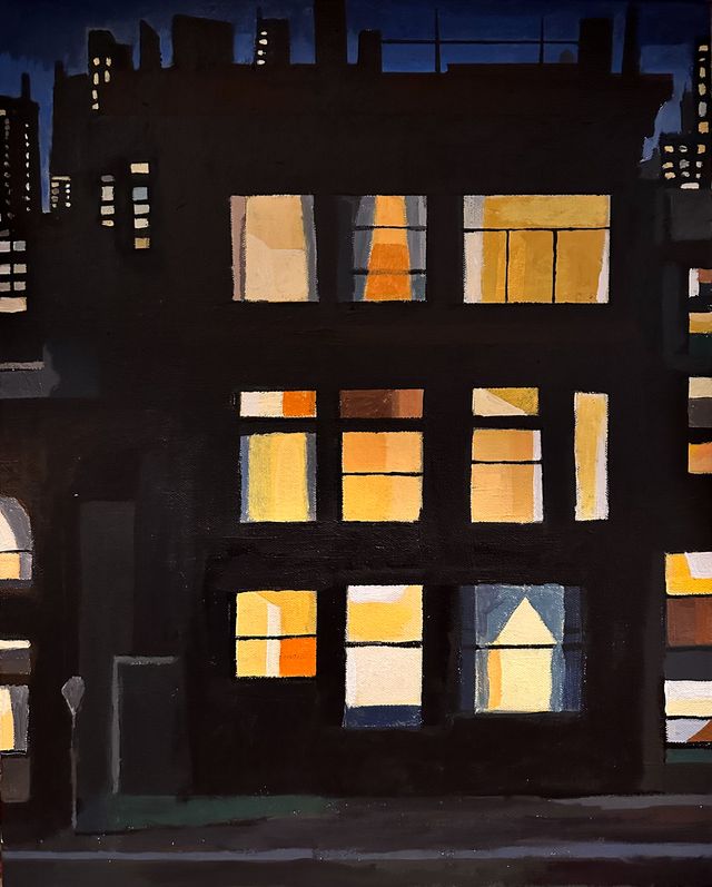 Image of artwork titled "Lights On in City Building" by Polly Shindler