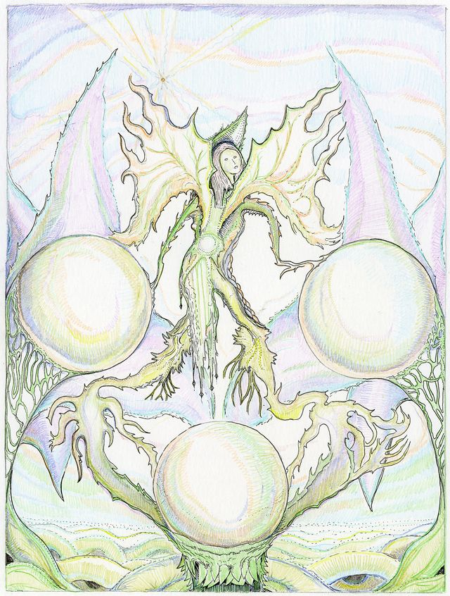 Image of artwork titled "Fae Trinity in the Areal Tymponym" by Max Razdow