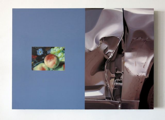 Image of artwork titled "Crash (An Ant and a Peach after Jan Van Huysum)" by Meredith  Sellers