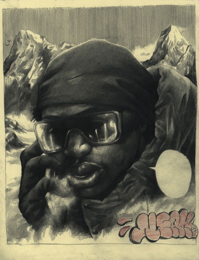 Image of artwork titled "No Service in the Mountains" by Julian Adon Alexander
