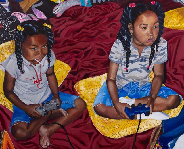 Image of artwork titled "Aja and Aya at Poppy’s house, Brooklyn NY #1 " by Aya Brown