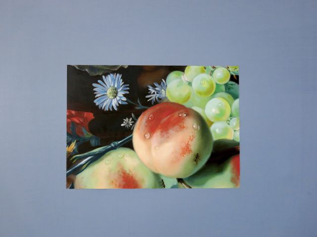 Image of artwork titled "Crash (An Ant and a Peach after Jan Van Huysum)" by Meredith  Sellers