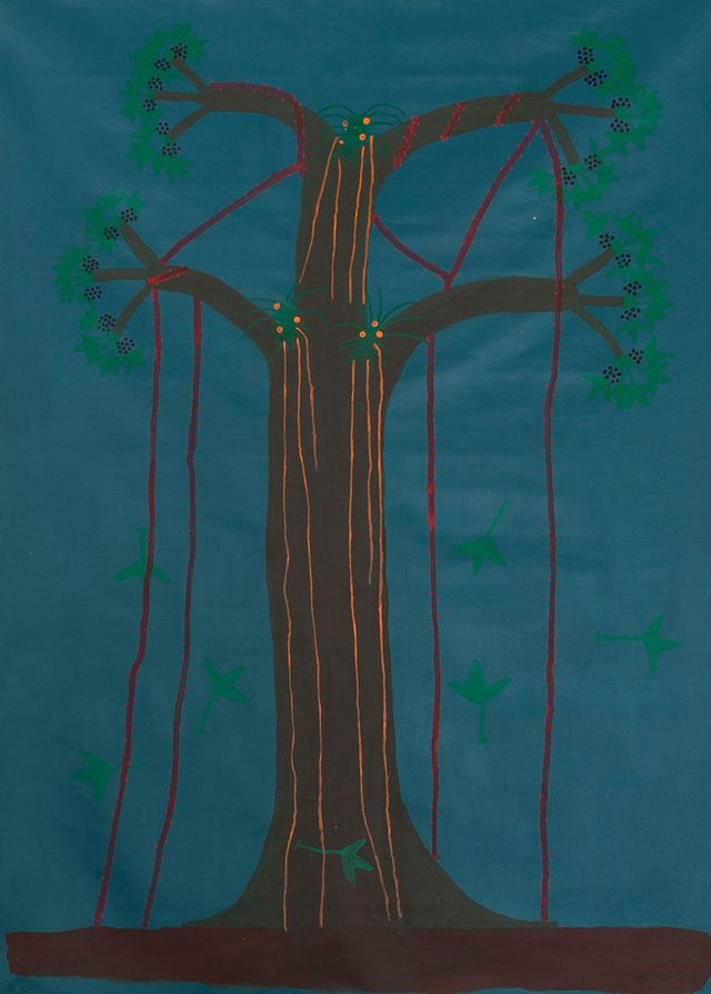 Image of artwork titled "Mahei thothope (Mahei tree, very tall and with many vines coming down)" by Sheroanawe  Hakihiiwe