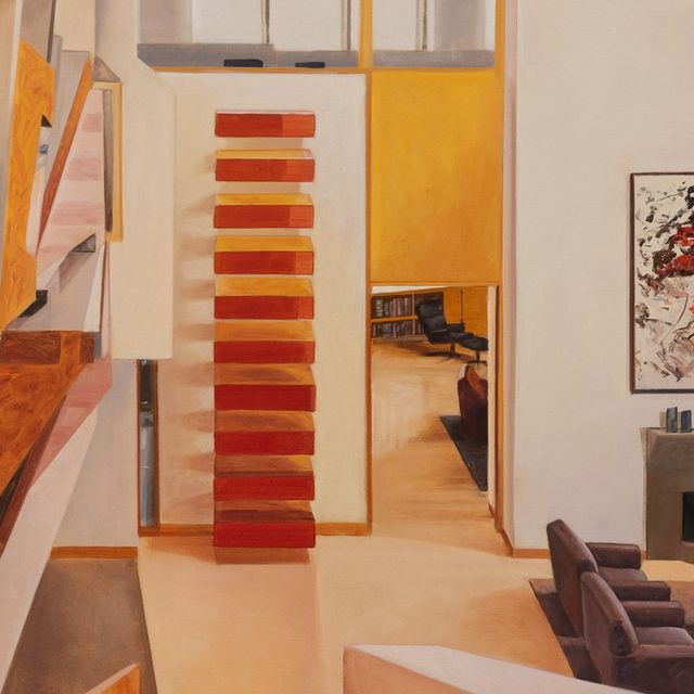 Image of artwork titled "American Collection Painting 68 (Stella, Judd, Mitchell), 2023, 36 x 36 in. " by Brian Rideout