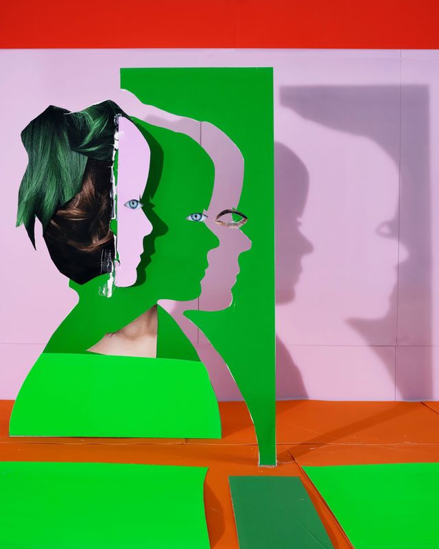 Image of artwork titled "Portrait in Green, Orange, and Pink" by Daniel Gordon