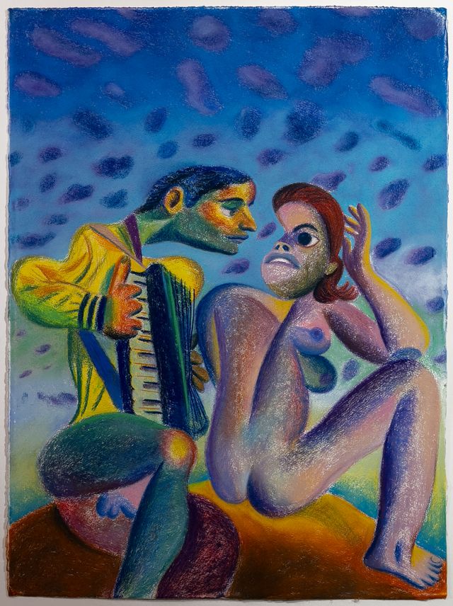 Image of artwork titled "Lovers on the Tangerine Cliff" by Morteza  Khakshoor