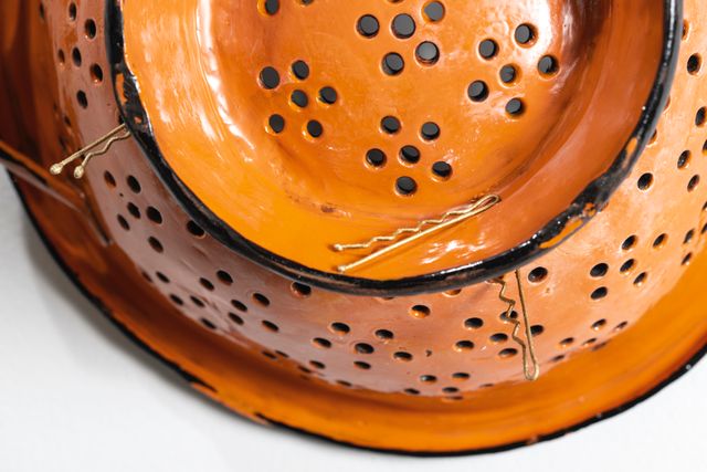 Image of artwork titled "Colander with blonde bobby pins" by Tamara Johnson