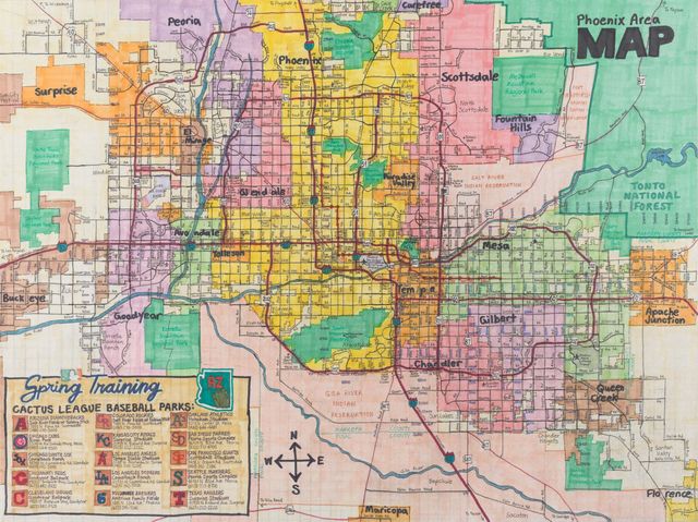 Image of artwork titled "Phoenix Area Vicinity Map with Spring Training Ballparks" by Joe Zaldivar