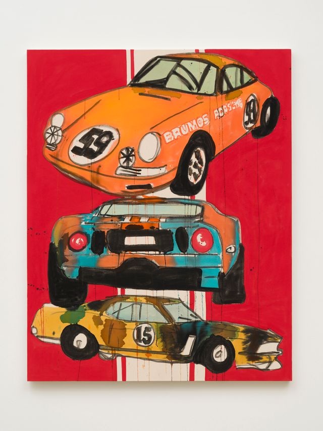 Image of artwork titled "Orange Porsche and Red Racing Stripes" by Liz  Markus