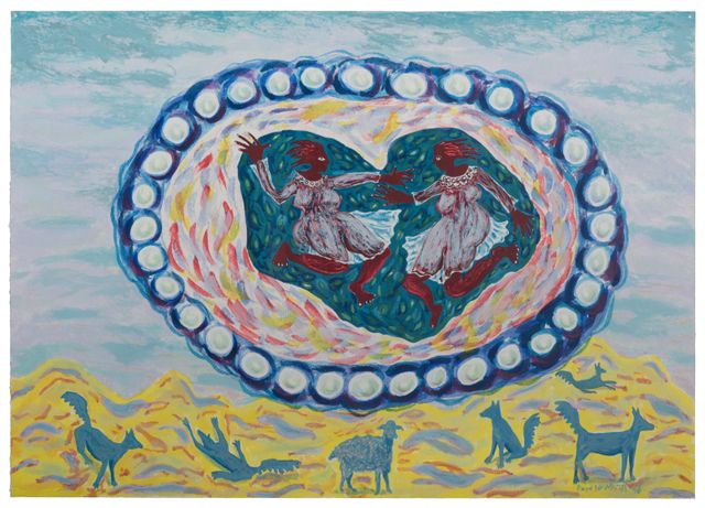 Image of artwork titled "Blue Hearts, Sopheap, &amp; Puah’s Journey" by Floyd Newsum, Jr.