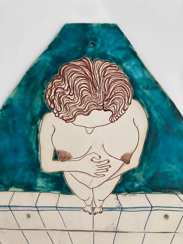 Image of artwork titled "Taking the Plunge (Woman at a Pool)" by Gabriela Vainsencher