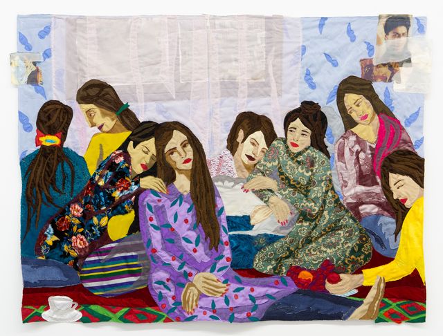 Image of artwork titled "Eight Seated Women" by Hangama Amiri