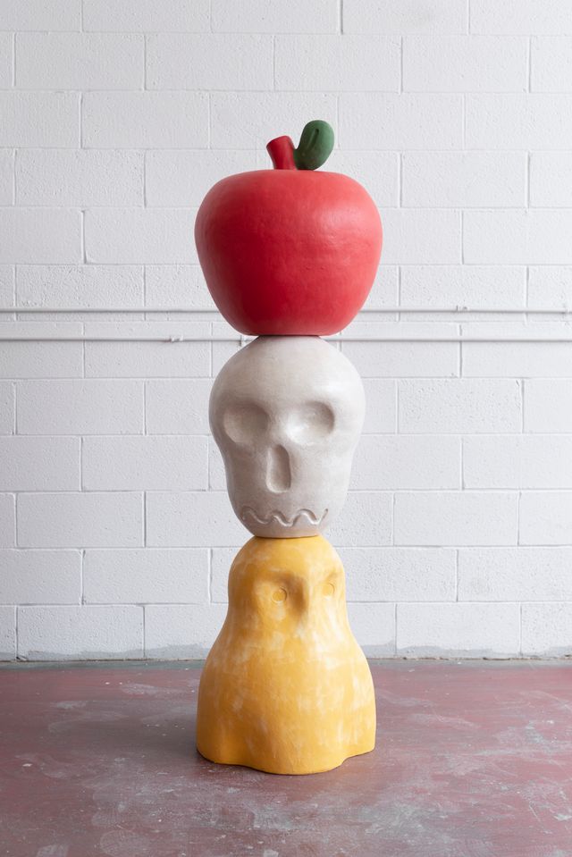 Image of artwork titled "Owl with Skull and Apple" by Wade Tullier