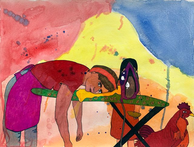 Image of artwork titled "Tía Ironing" by Karla Diaz