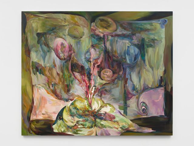 Image of artwork titled "My bones are branches of the stars, where dust spirals outward from within. I curl like ancient oracle bone script, quietly forming the shape of water in the belly of the carp’s migration. When my eyelids close, all the inverted wheat begins to rain, and within my skeleton, another self rises to draw water" by YaYa Yajie Liang