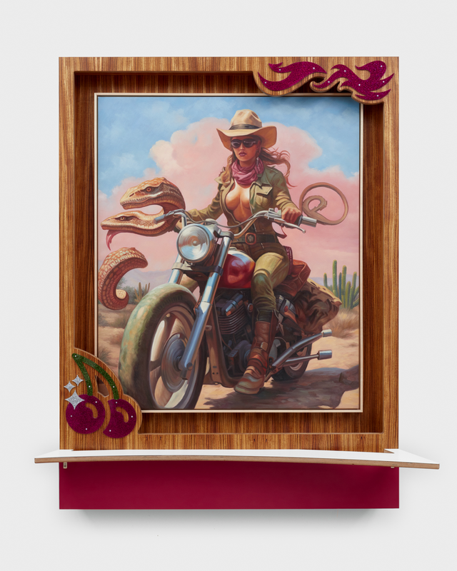 Image of artwork titled "/imagine A Cowgirl Riding a Motorcycle" by NH Depass