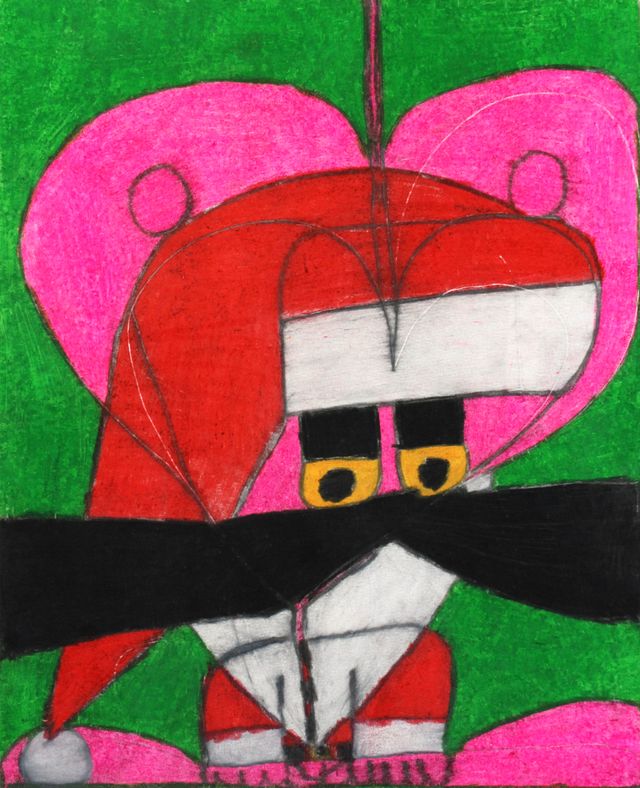 Image of artwork titled "The Pink Panther as Santa Claus" by Tony Coleman