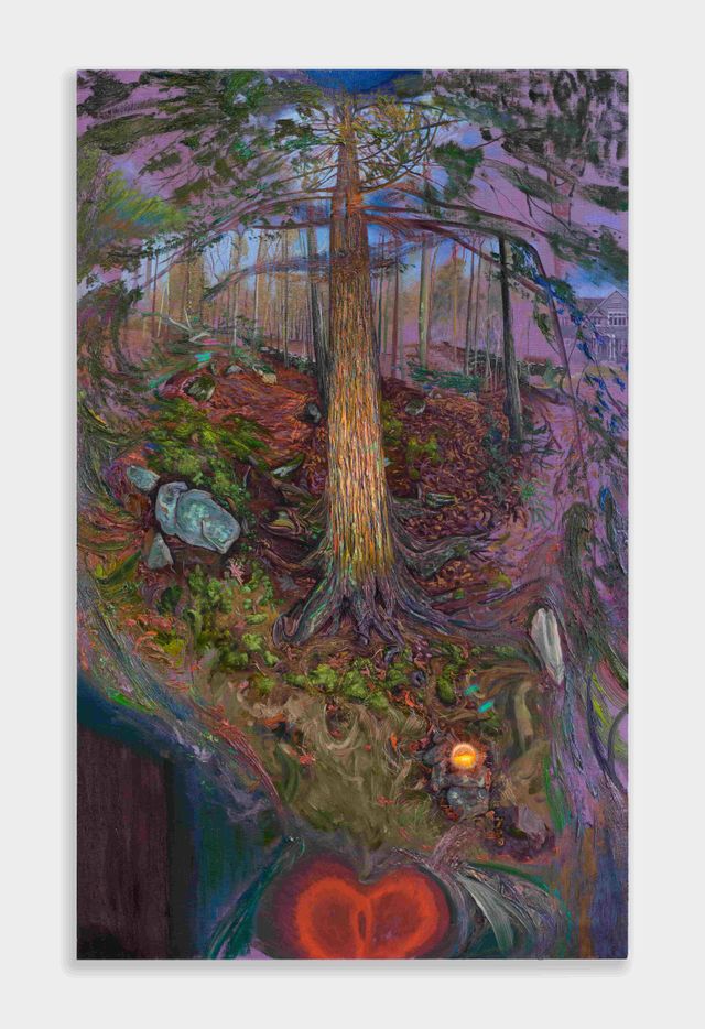 Image of artwork titled "Illuminated Tree with Afterimages (walking around left and walking around right)" by Dylan Vandenhoeck