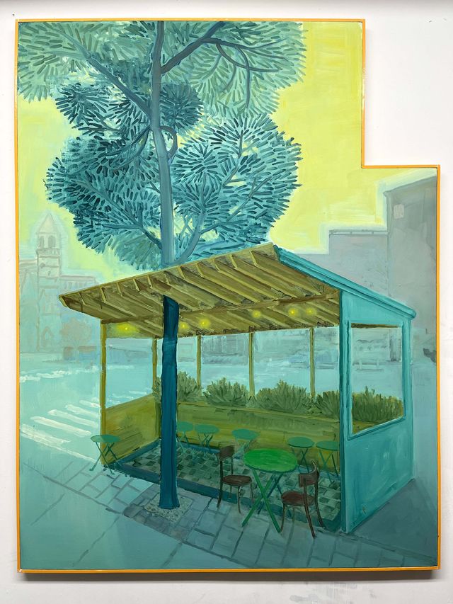 Image of artwork titled "Outdoor Dining and Tree" by Masamitsu Shigeta