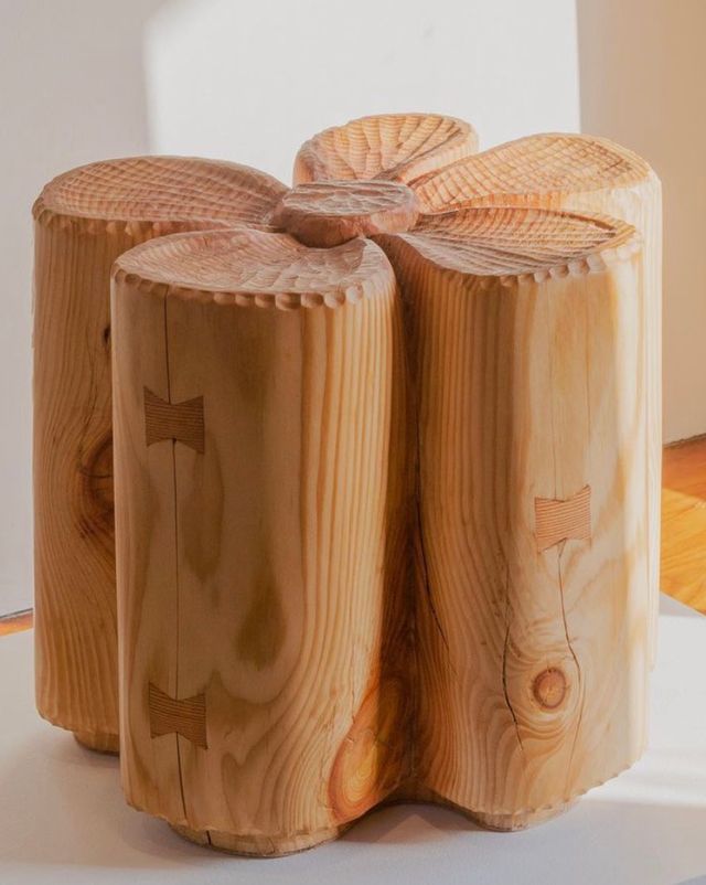 Image of artwork titled "Flower Stool No. 9Carved douglas fir 18  x 18  x 17 inches" by Nik Gelormino