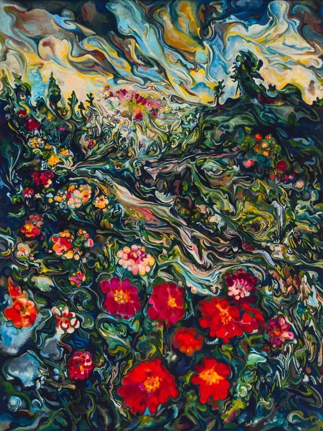 Image of artwork titled "Time of the Zinnia" by Maria  Calandra