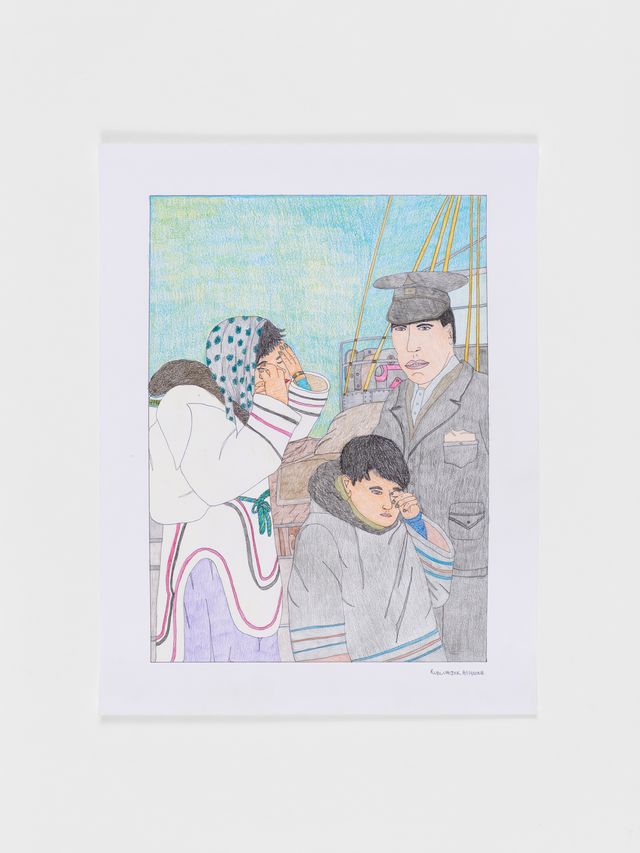 Image of artwork titled "C.D. Howe, T.B. Ship, Pudlo Pudlat in Cap" by Kudluajuk Ashoona
