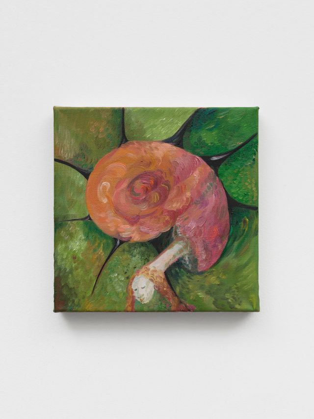 Image of artwork titled "Choosing to be a snail: beneath a spiral dome, I rehearse the slowest arithmetic — one summer is just enough to count every stair of light blooming inside a hydrangea" by YaYa Yajie Liang