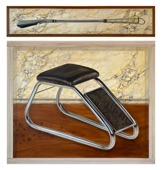Image of artwork titled "Shoe Horn and Shoe Fitting Stool" by Scott Young