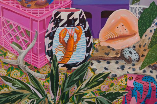 Image of artwork titled "Two Landscape Vases with a Lobster Pot" by Anna Valdez