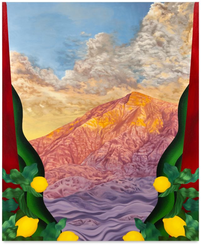 Image of artwork titled "Untitled (sunset mountain and red wood)" by Joani  Tremblay