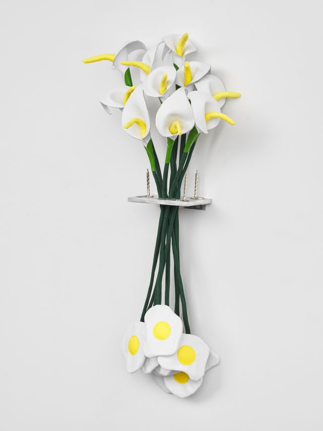 Image of artwork titled "Calla Lilies and Fried Eggs (church breakfast)" by Rose Nestler