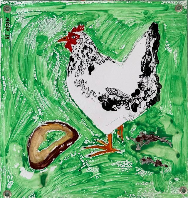 Image of artwork titled "Hen with a Slice of Bread" by Malgorzata Mycek