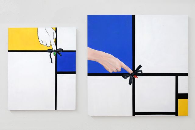 Image of artwork titled "Composition with Blue and Yellow, Composition No.II with Blue and Yellow" by Johanna  Strobel