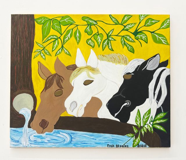 Image of artwork titled "Horses Drinking Water" by Paula Brooks