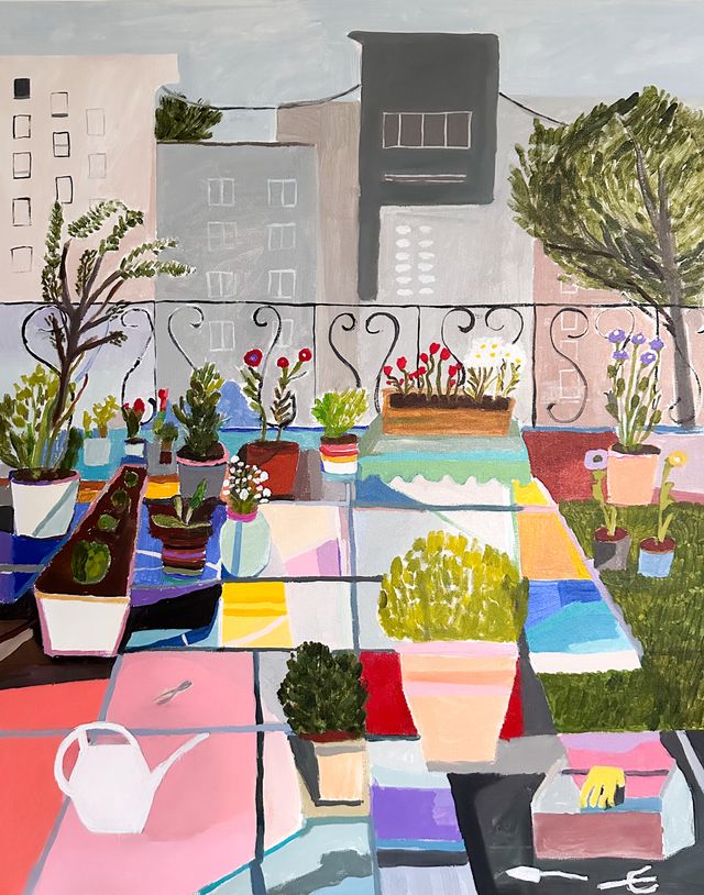 Image of artwork titled "Terrace Hanging onto Summer" by Polly Shindler