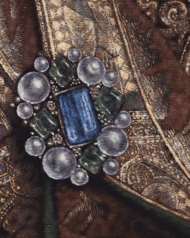 Image of artwork titled "Brocade cope with hand (study of splendour)" by Jennifer Carvalho
