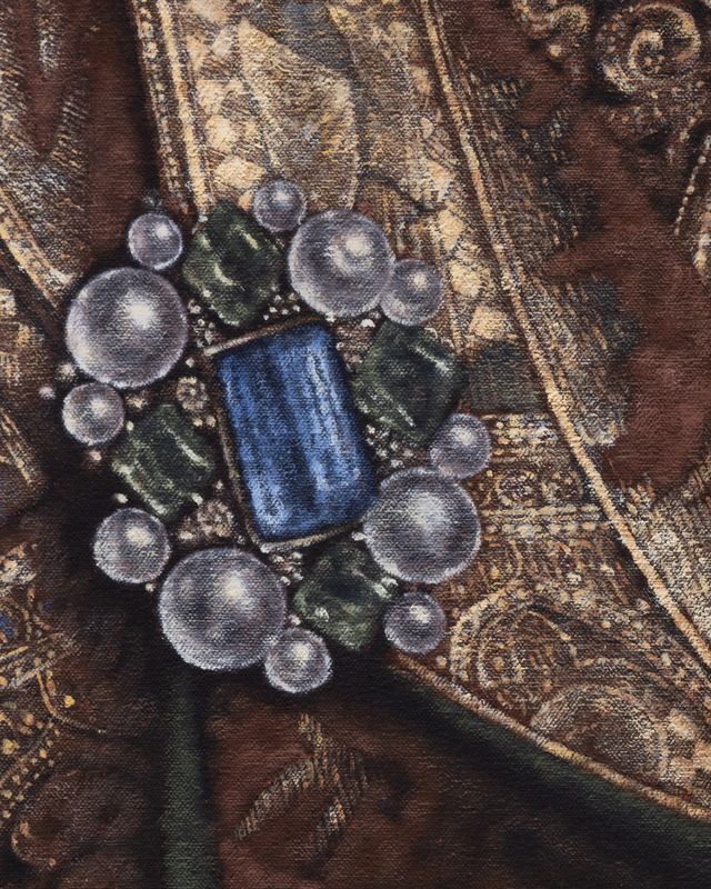 Image of artwork titled "Brocade cope with hand (study of splendour)" by Jennifer Carvalho