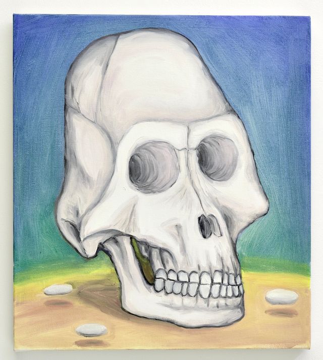 Image of artwork titled "Humanoid Skull with floating stones" by Charles  Irvin