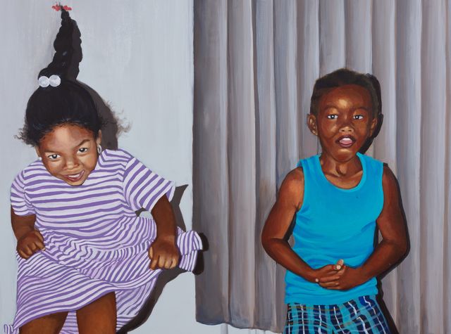 Image of artwork titled "Aya and Keba jumping on the bed, Brooklyn NY #1 " by Aya Brown