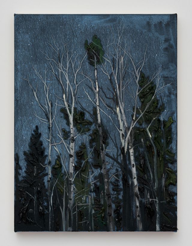Image of artwork titled "Pines and Birches" by Kim Dorland