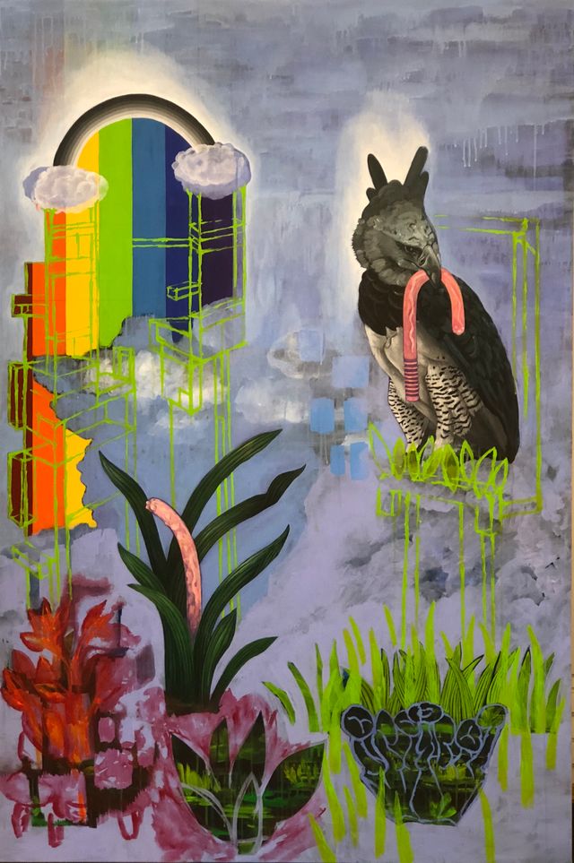 Image of artwork titled "Bird and Nightstick Flowers" by Ekin  Saçlıoğlu